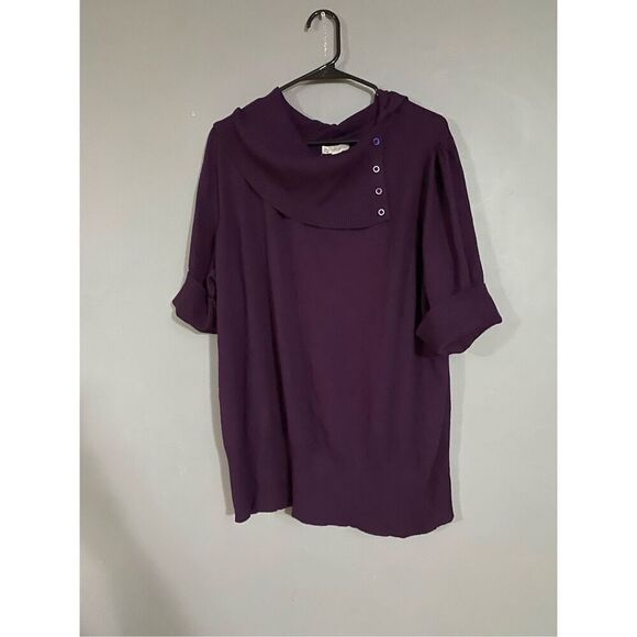 Established 1962 Purple Short Sleeve Cowl Neck Sweater Pullover Top 3X - Picture 1 of 6